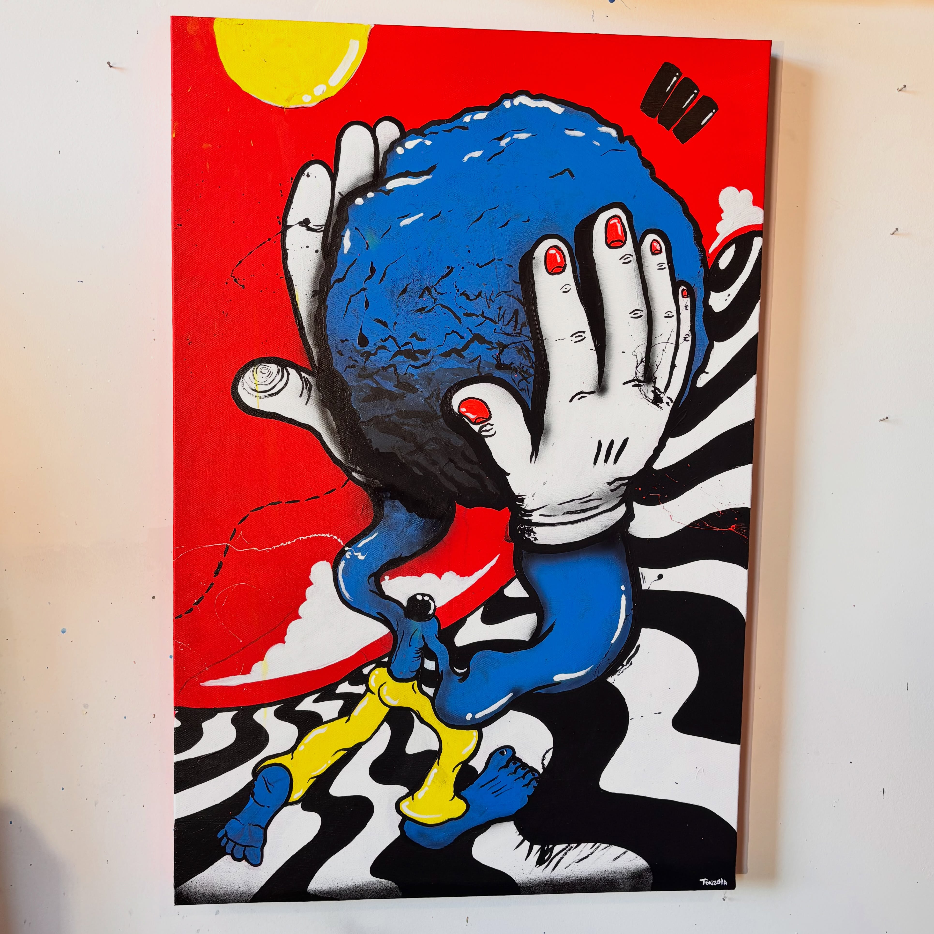 “Sisyphus” - 2nd in a series of 3. FOR SALE - link in bio
24x36 - acrylic and house paint w/ fluorescent on canvas
#sisyphus #tysegall #tonzolaart #lancasterpa #columbiapa