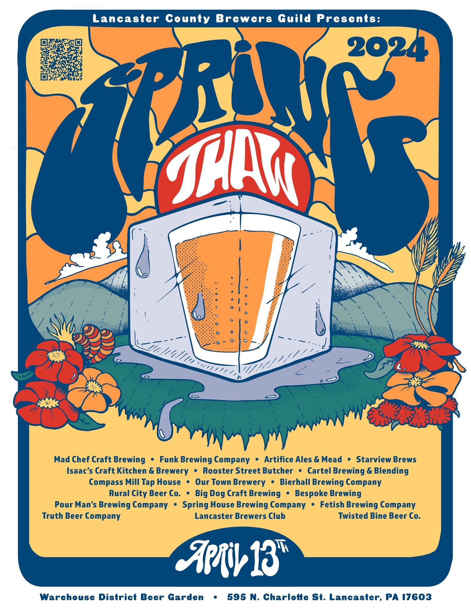 Festival poster design for Lancaster Brewers Guild, bringing illustration and typography together.