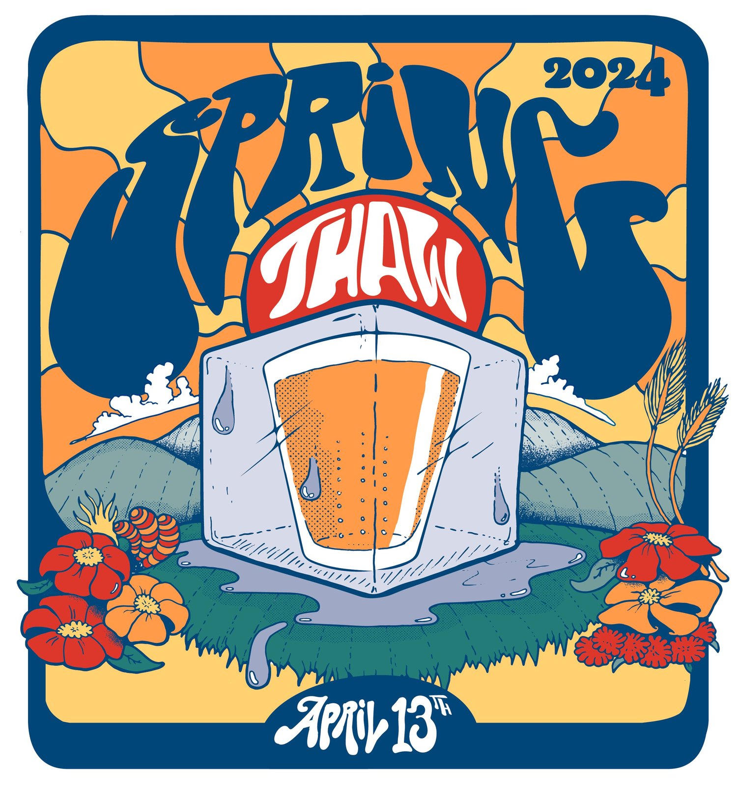 The original illustration behind the Spring Thaw Beer Festival artwork.